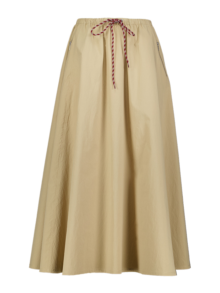 Beige uitlopenre katoenen rok met elastiek Harlin Bellerose 