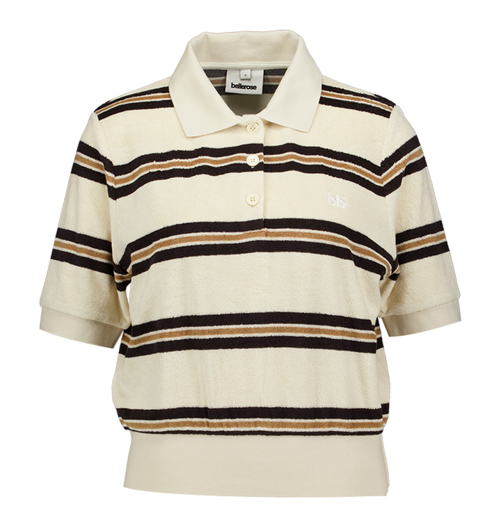 Beige gestreepte polo met korte mouw Crixus Bellerose 