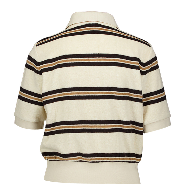 Beige gestreepte polo met korte mouw Crixus Bellerose 