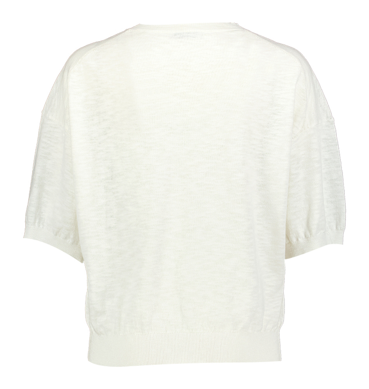 Wit gebreide t-shirt met v-hals Dadif Bellerose