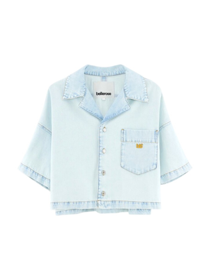 Lichtblauwe denim blouse Poppa Bellerose 