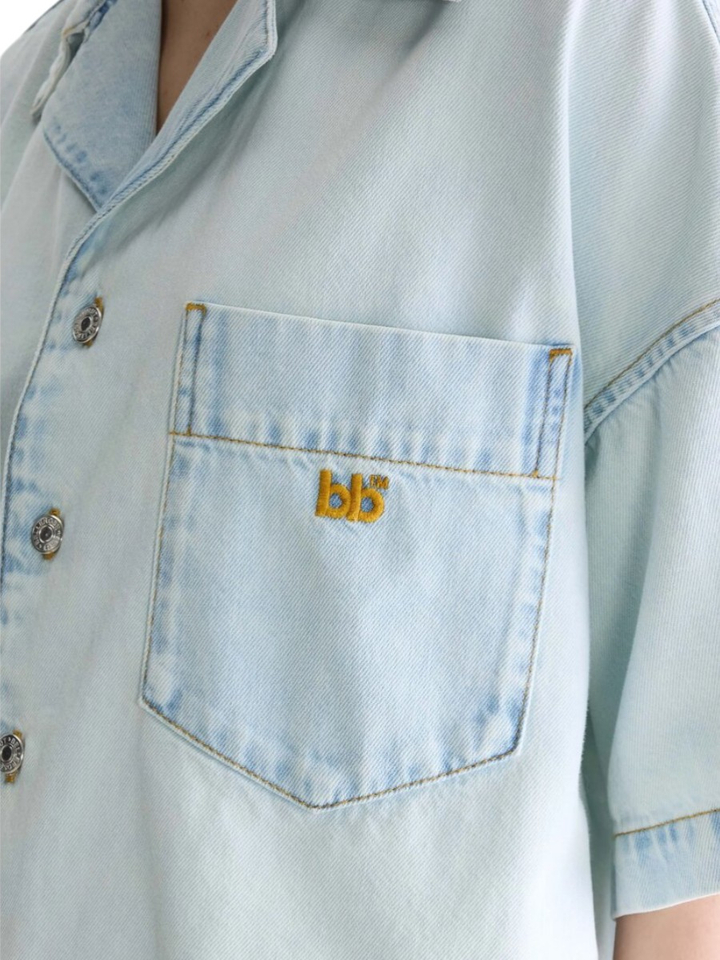 Lichtblauwe denim blouse Poppa Bellerose 