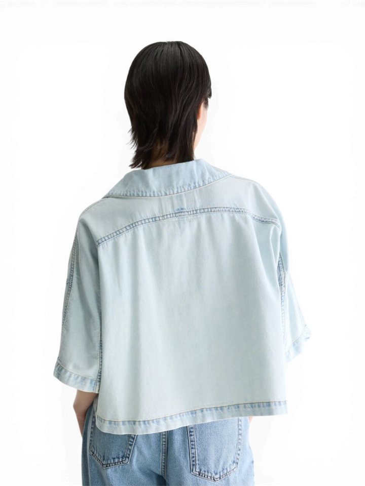 Lichtblauwe denim blouse Poppa Bellerose 