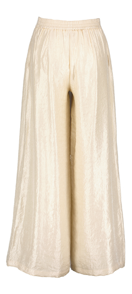 Beige glanzende broek met elastiek Elia Due Amanti
