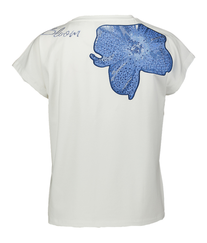 Witte t-shirt met bloem detail Drake Due Amanti