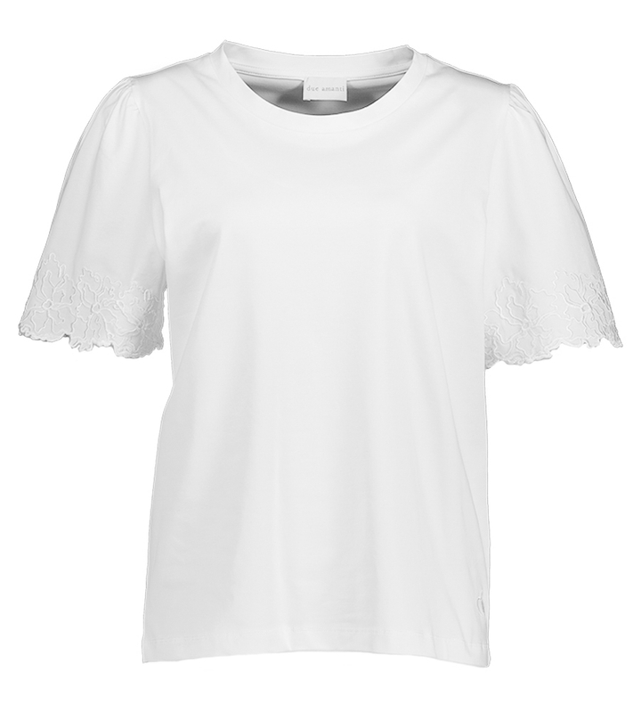 Witte t-shirt met broderie detail Sonia Due Amanti