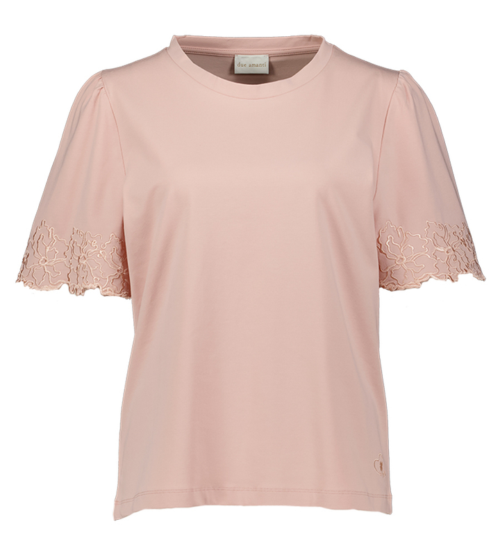Roze t-shirt met broderie detail Sonia Due Amanti