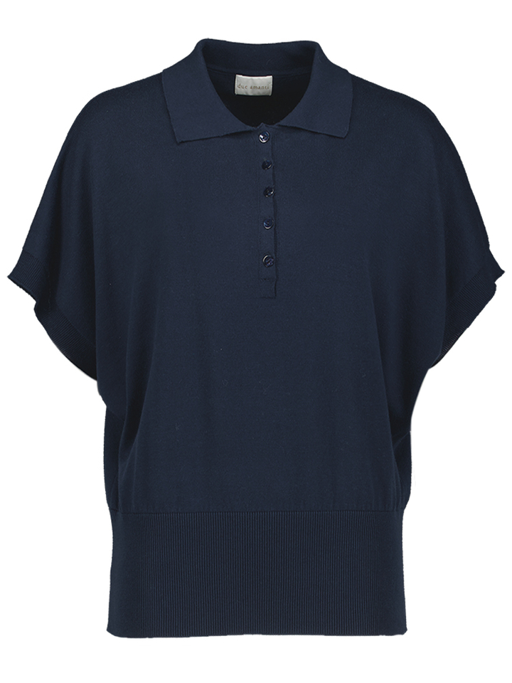 Donkerblauwe polo met korte mouwen Thorne Due Amanti