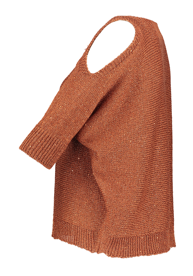 Roestkleurige glitter trui met open schouder Koy Due Amanti