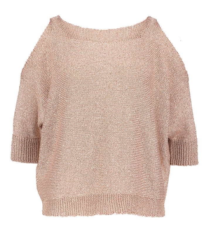 Roze glitter trui met open schouder Koy Due Amanti