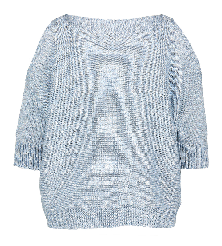 Blauwe glitter trui met open schouder Koy Due Amanti