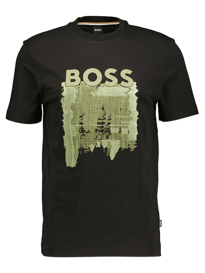 Zwarte t-shirt met kaki print Thompson Hugo Boss 