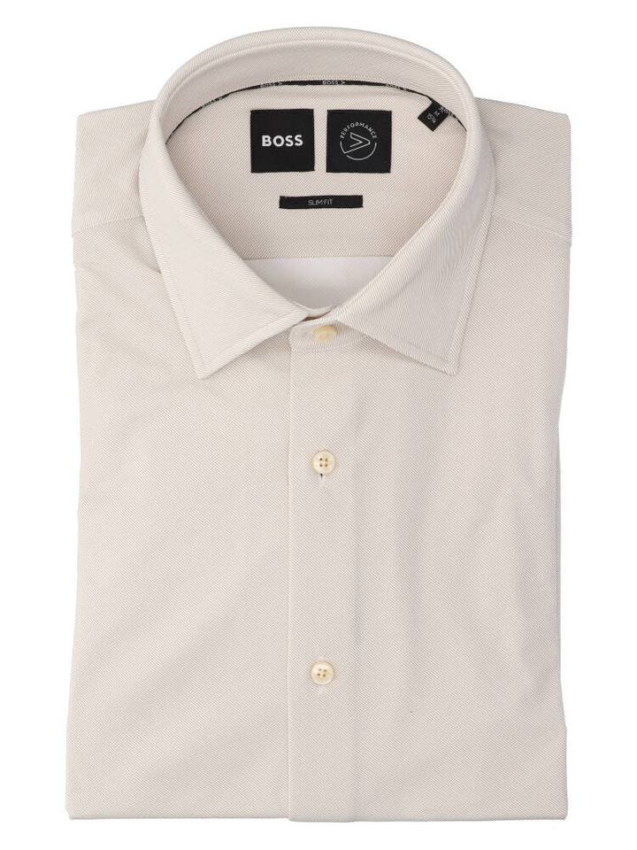 Ecru katoenen hemd (slim fit) met lange mouwen Hugo Boss