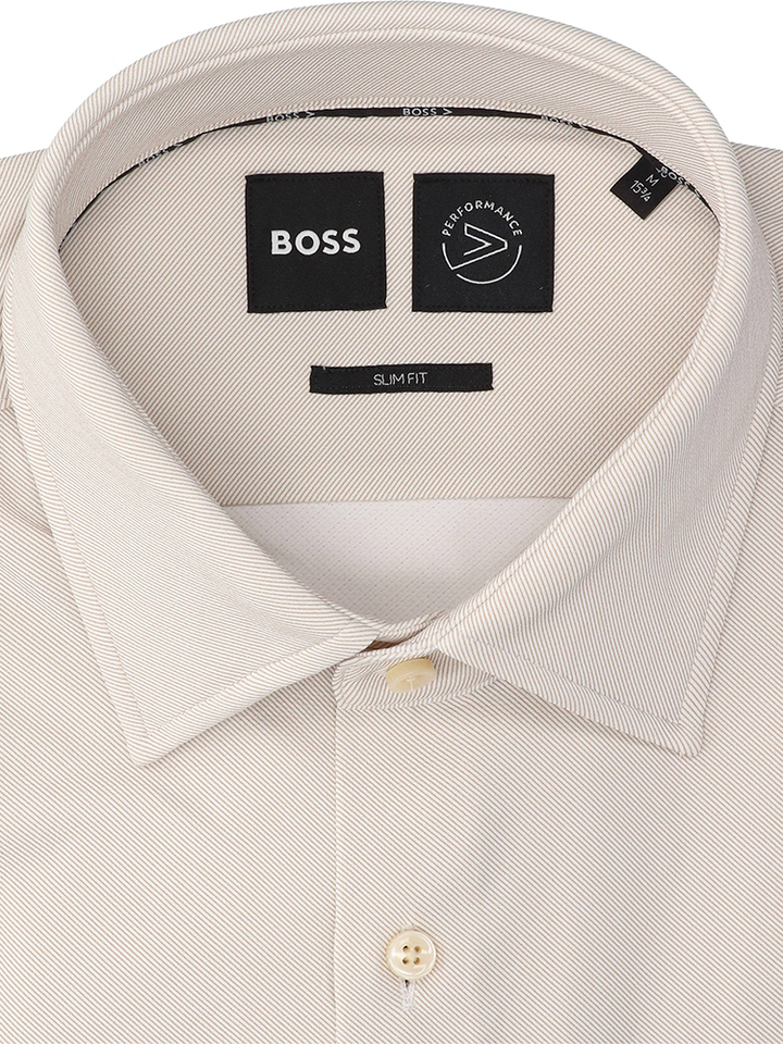 Ecru katoenen hemd (slim fit) met lange mouwen Hugo Boss