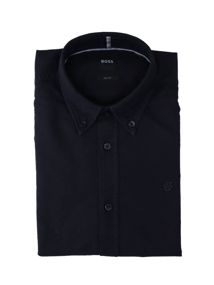 Donkerblauw katoenen hemd (slim fit) met lange mouwen Hugo Boss