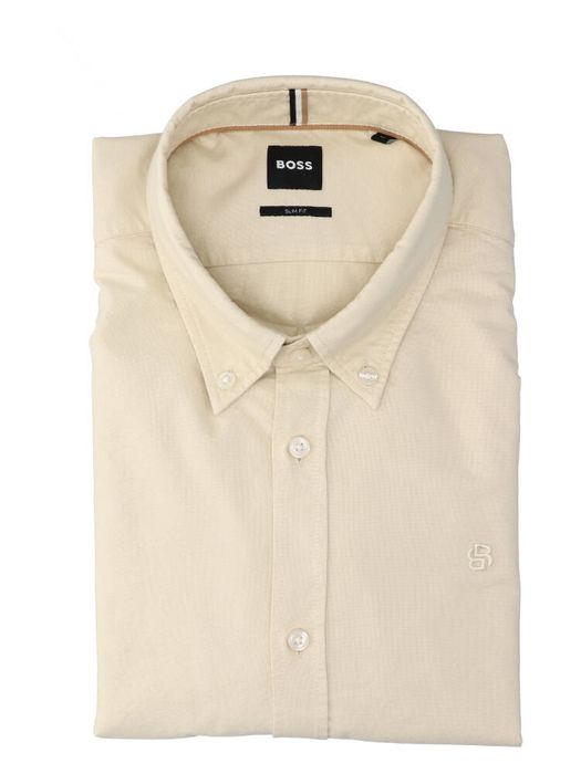 Ecru katoenen hemd (slim fit) met lange mouwen Hugo Boss