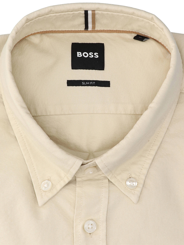 Ecru katoenen hemd (slim fit) met lange mouwen Hugo Boss