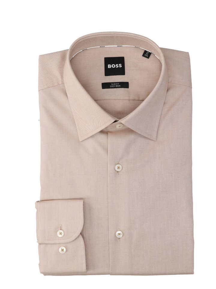 Beige katoenen hemd (slim fit) met lange mouwen Hugo Boss