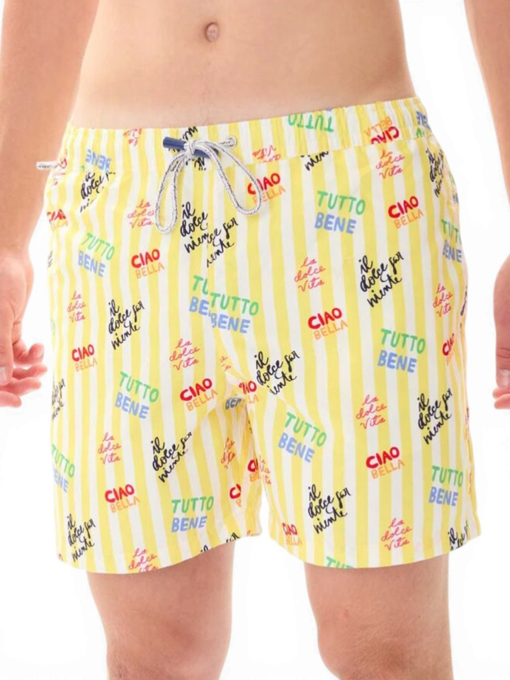 Gele gestreepte zwemshort La Dolce Vita Mc Alson 
