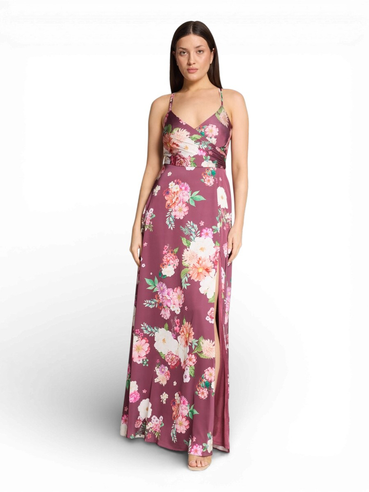 Feestelijke maxi-jurk met open rug in bloemenprint Vera Mont