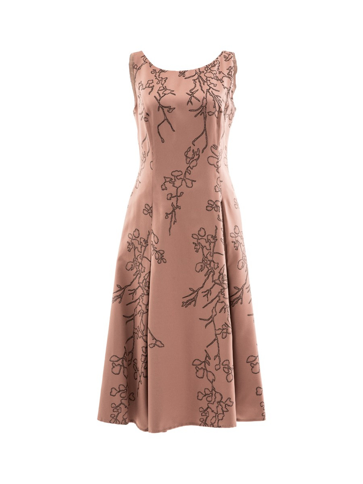 Roze bruine feestjurk met print Vera Mont 
