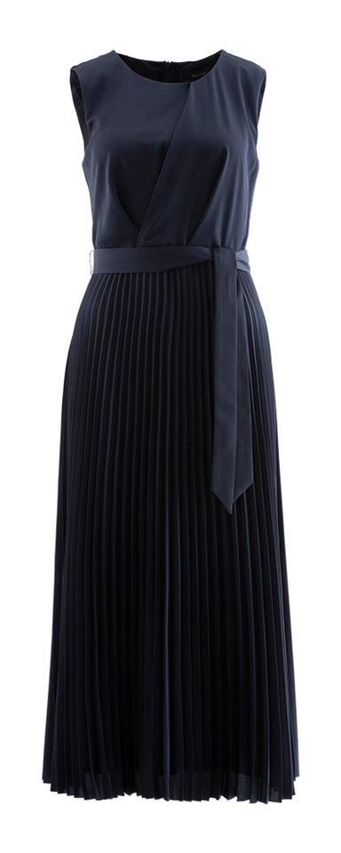 Donkerblauwe jurk met plissee rok Vera Mont
