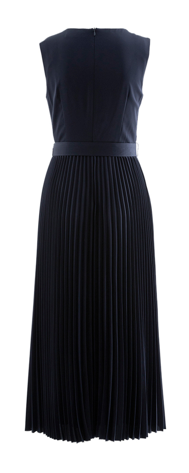 Donkerblauwe jurk met plissee rok Vera Mont