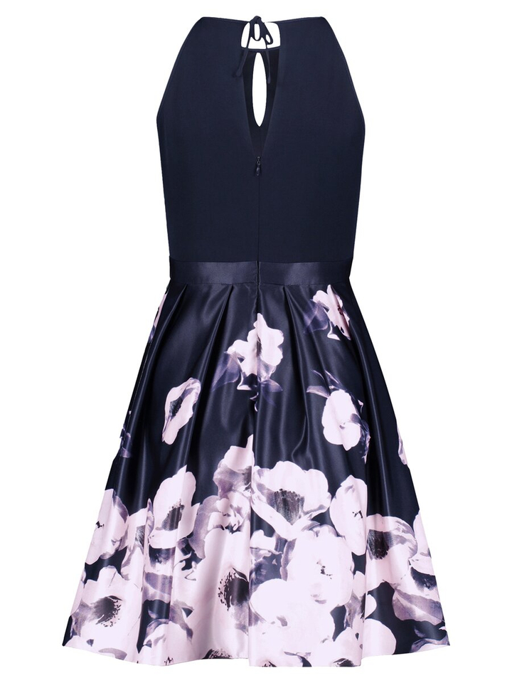 Zwarte jurk met roze bloemenprint Vera Mont