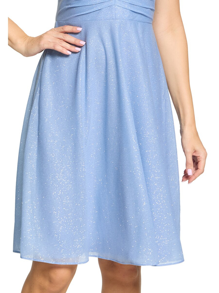 Lichtblauw glitter feestjurk Vera Mont