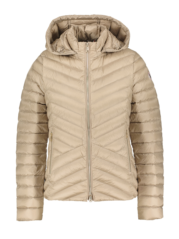 Beige puffer jas met rits en kap Reset 