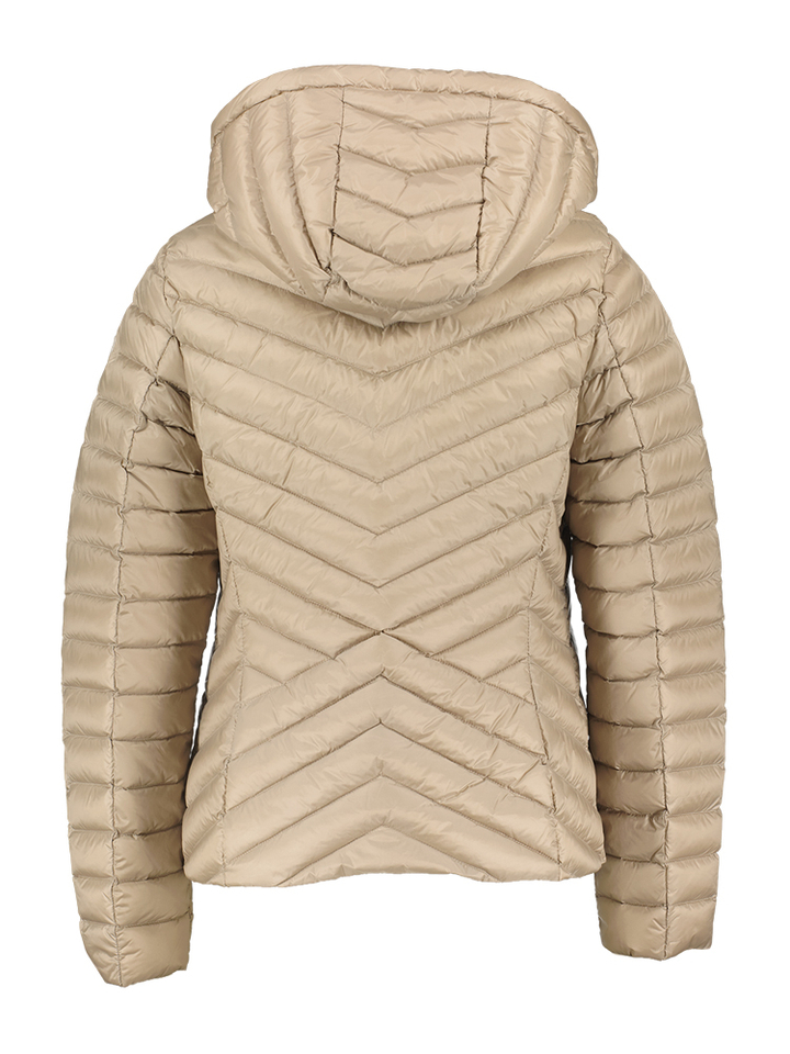 Beige puffer jas met rits en kap Reset 