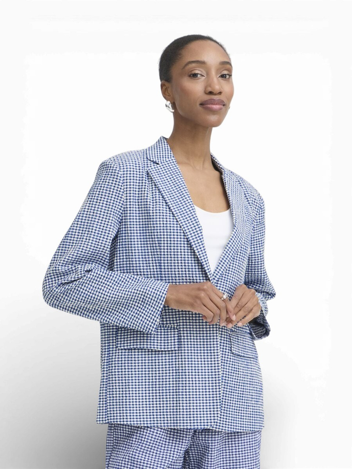 Blauwe blazer met ruitmotief Jilma Ichi