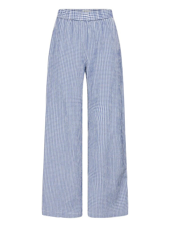 Blauwe broek met ruitmotief en elastiek Jilma Ichi