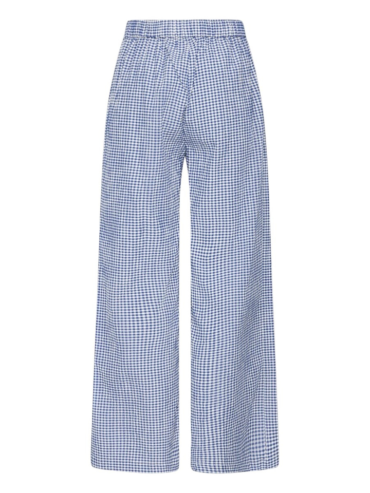 Blauwe broek met ruitmotief en elastiek Jilma Ichi