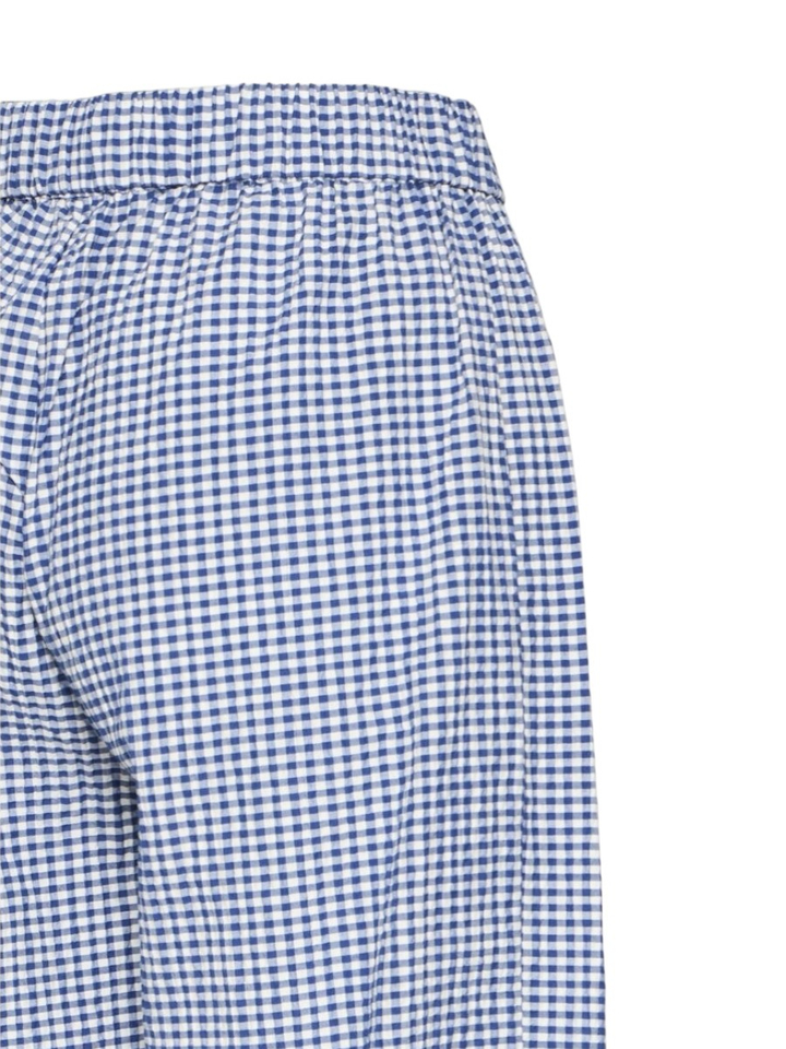 Blauwe broek met ruitmotief en elastiek Jilma Ichi