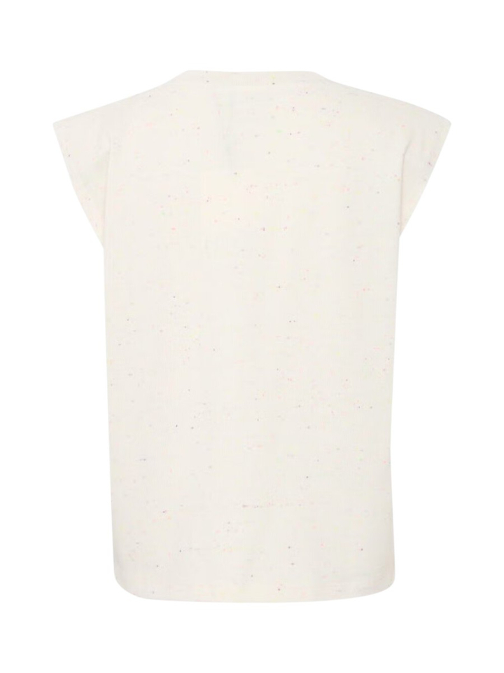 Ecru top met opgevulde schouders en roze stip detail Nimbola Ichi 