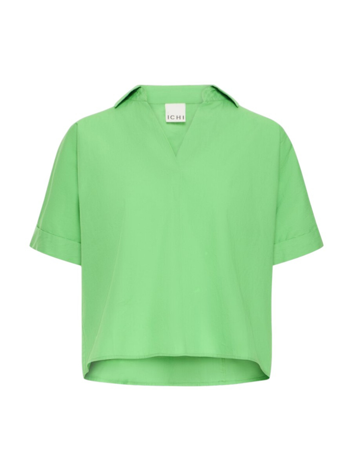 Groene blouse met korte mouwen en V-Hals Ichi