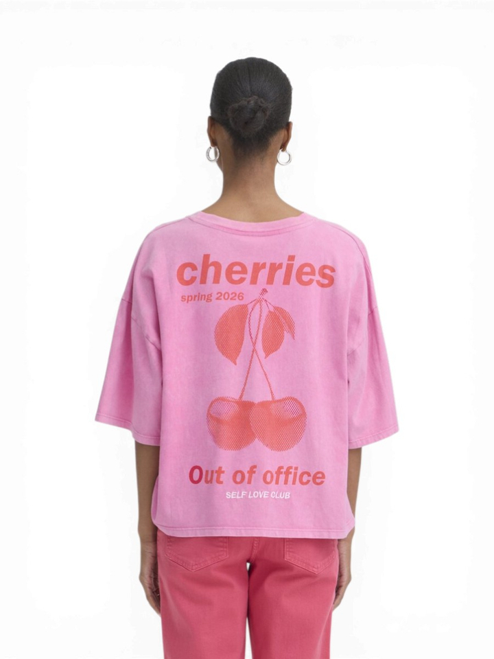 Roze t-shirt met opdruk achterkant Ichi
