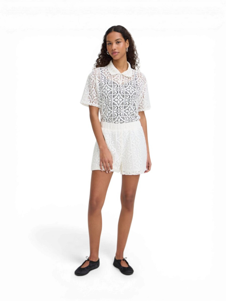 Witte short met broderie Ichi