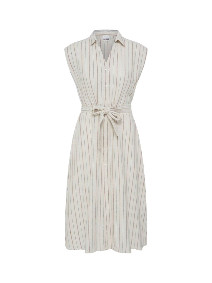 Beige gestreepte jurk Linno Ichi 