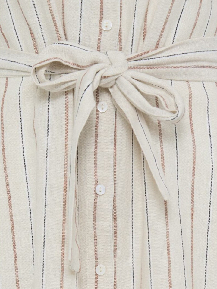 Beige gestreepte jurk Linno Ichi 