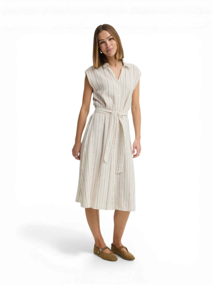 Beige gestreepte jurk Linno Ichi 