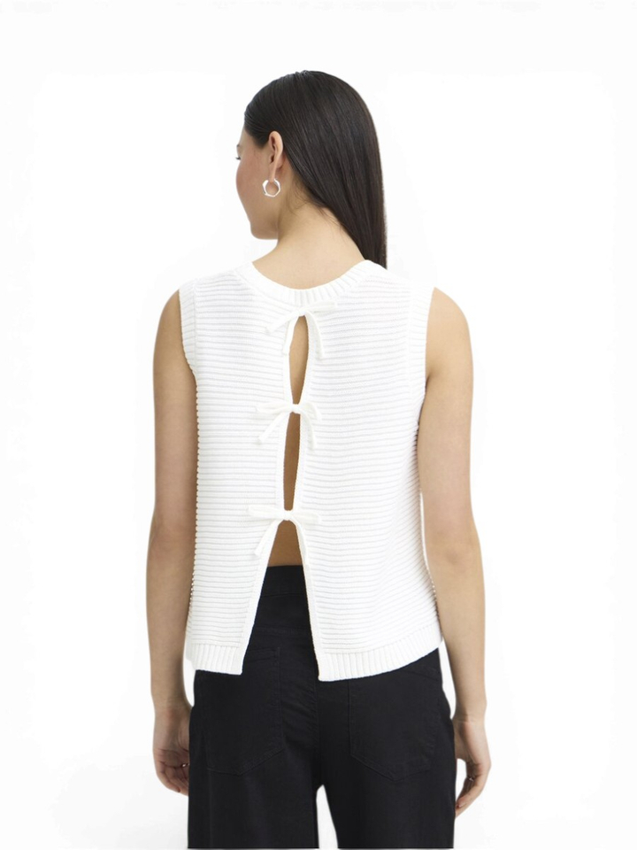 Witte top met strikdetail Ih Dotties ICHI