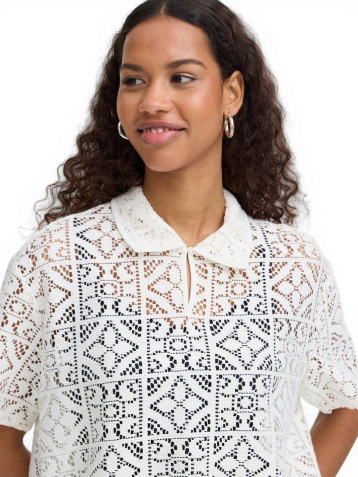 Witte blouse met broderie Ichi