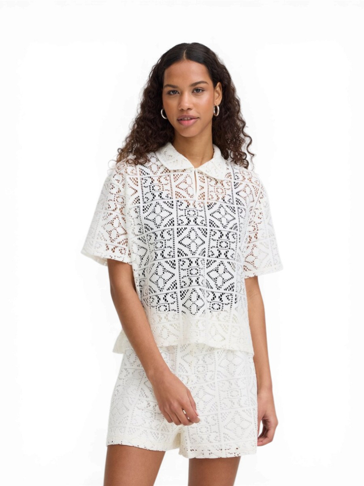 Witte blouse met broderie Ichi