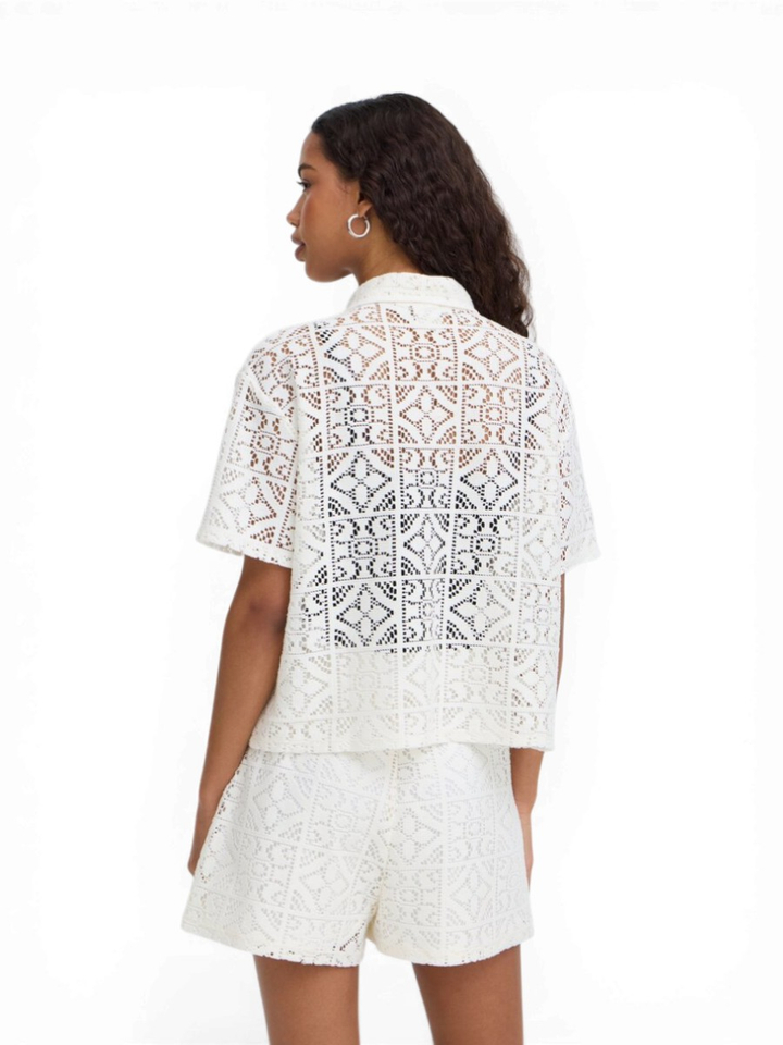 Witte blouse met broderie Ichi