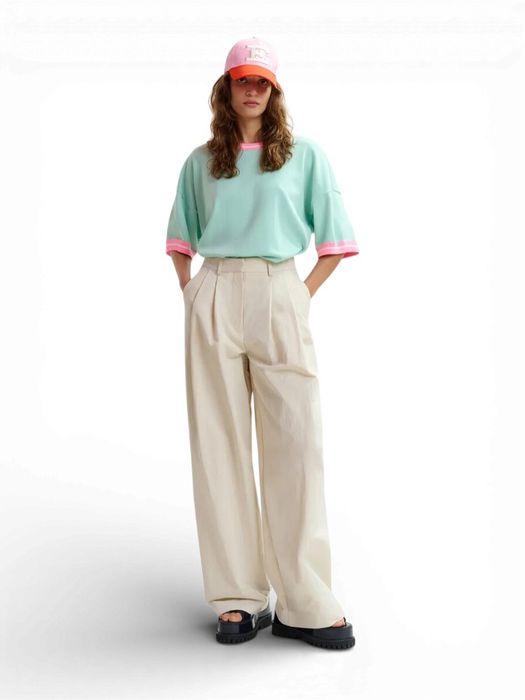 Gebroken witte plooibroek met wijde pijpen Jazmine Essentiel