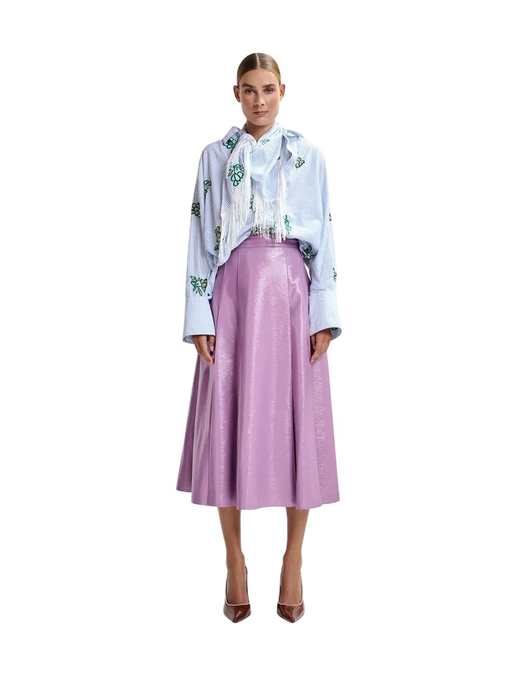 Paarse midirok in lederlook Jib Essentiel 