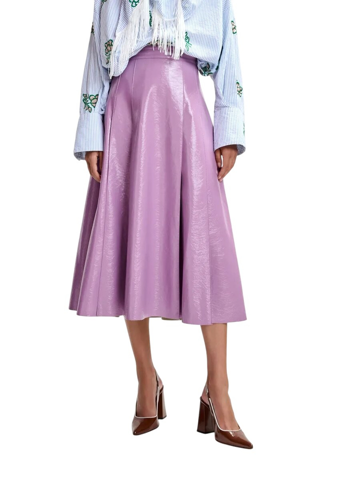 Paarse midirok in lederlook Jib Essentiel 
