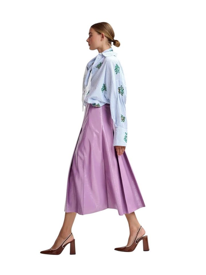 Paarse midirok in lederlook Jib Essentiel 